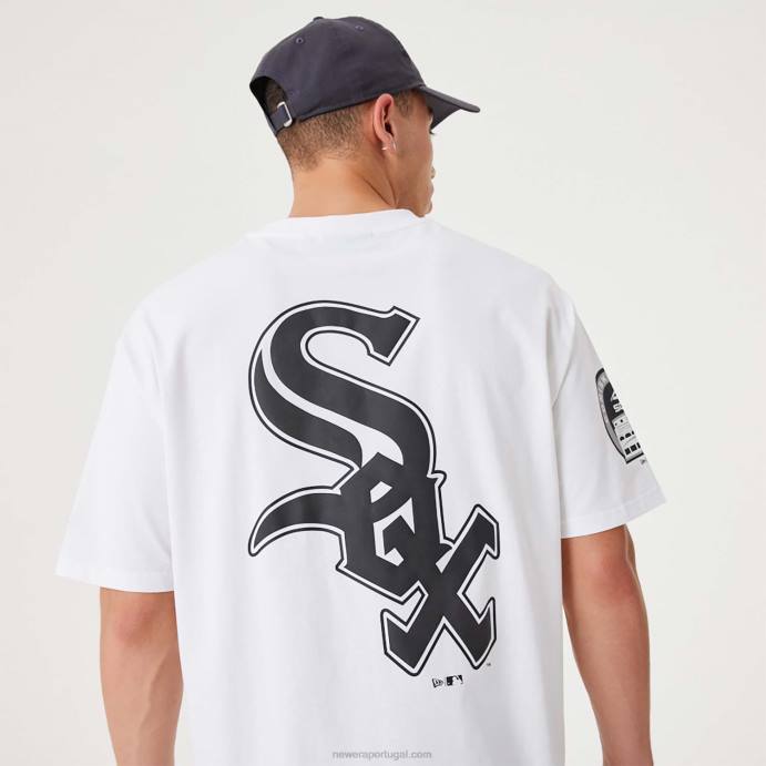 FFTN3028 New Era camiseta oversized branca chicago white sox mlb Heritage