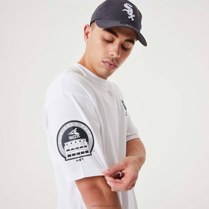 FFTN3028 New Era camiseta oversized branca chicago white sox mlb Heritage