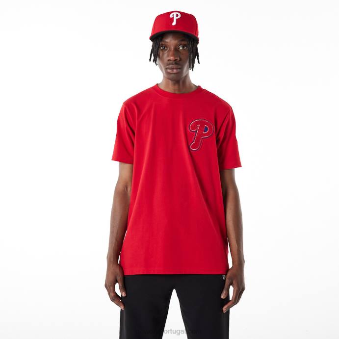 FFTN3030 New Era camiseta vermelha com logotipo phillies mlb philadelphia