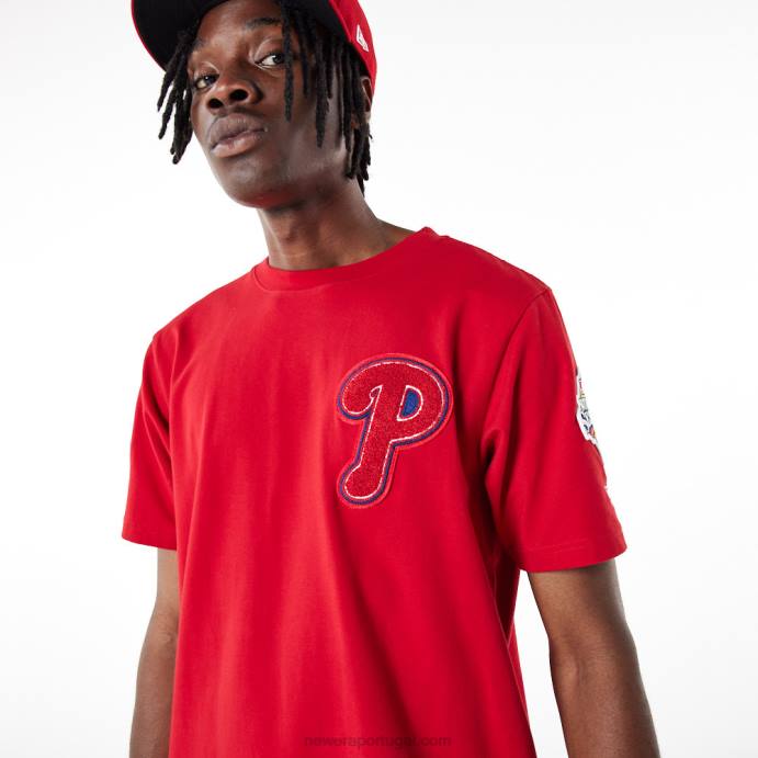 FFTN3030 New Era camiseta vermelha com logotipo phillies mlb philadelphia