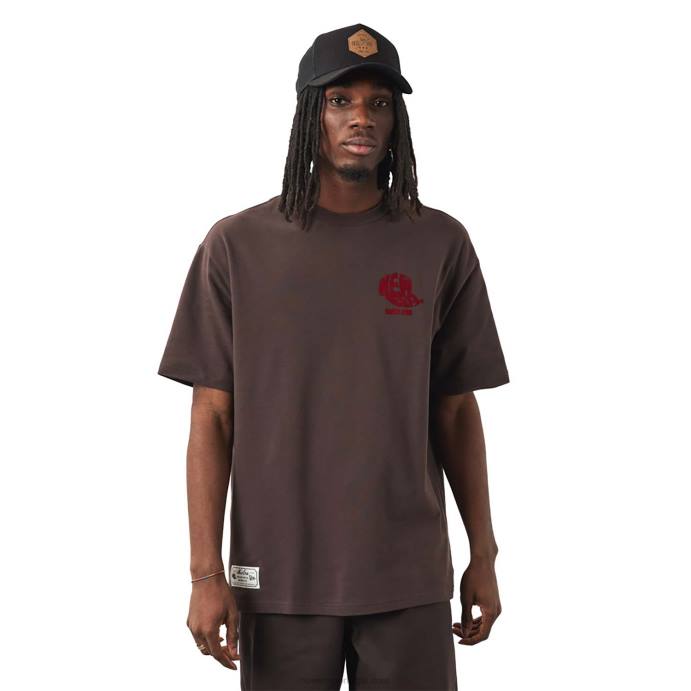 FFTN3032 New Era camiseta marrom com logo floc