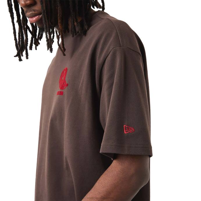 FFTN3032 New Era camiseta marrom com logo floc