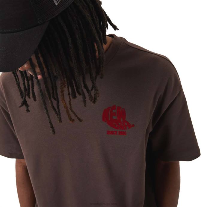 FFTN3032 New Era camiseta marrom com logo floc
