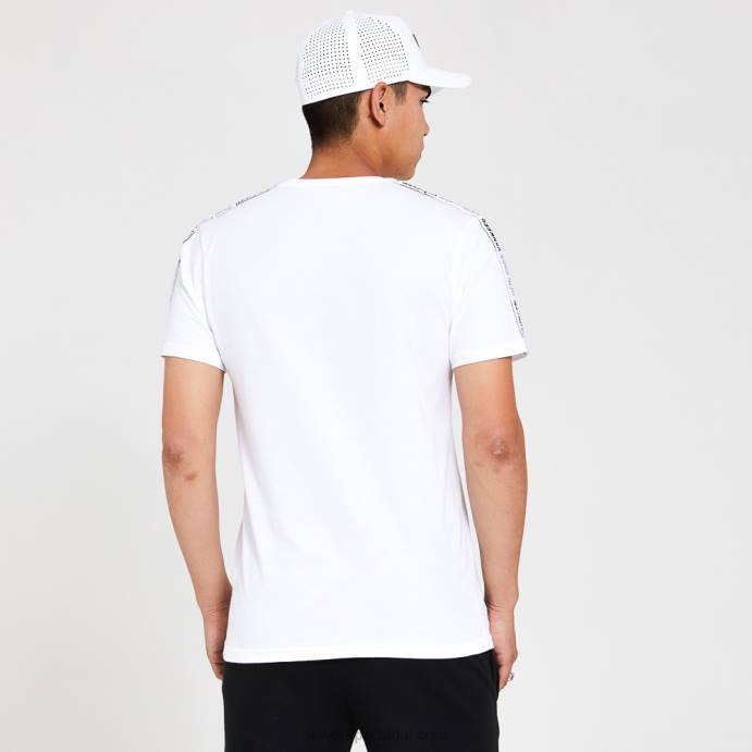 FFTN3035 New Era t-shirt branca com fita adesiva na manga dos new york yankees
