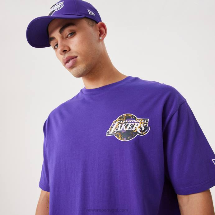 FFTN3039 New Era la lakers nba infill team camiseta oversized roxa
