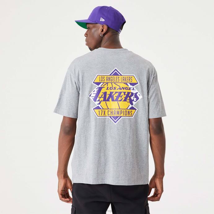 FFTN3040 New Era camiseta tamanho grande cinza médio campeonato da nba la lakers