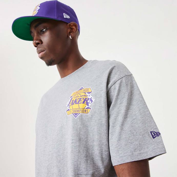 FFTN3040 New Era camiseta tamanho grande cinza médio campeonato da nba la lakers