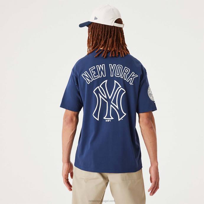 FFTN3042 New Era t-shirt oversized azul escuro new york yankees mlb Heritage