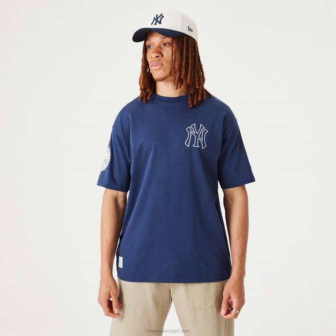 FFTN3042 New Era t-shirt oversized azul escuro new york yankees mlb Heritage