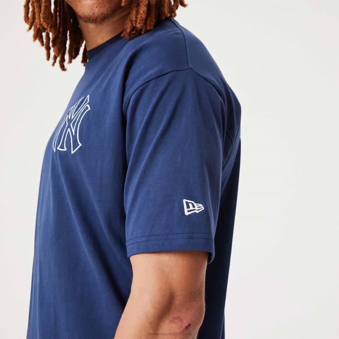FFTN3042 New Era t-shirt oversized azul escuro new york yankees mlb Heritage