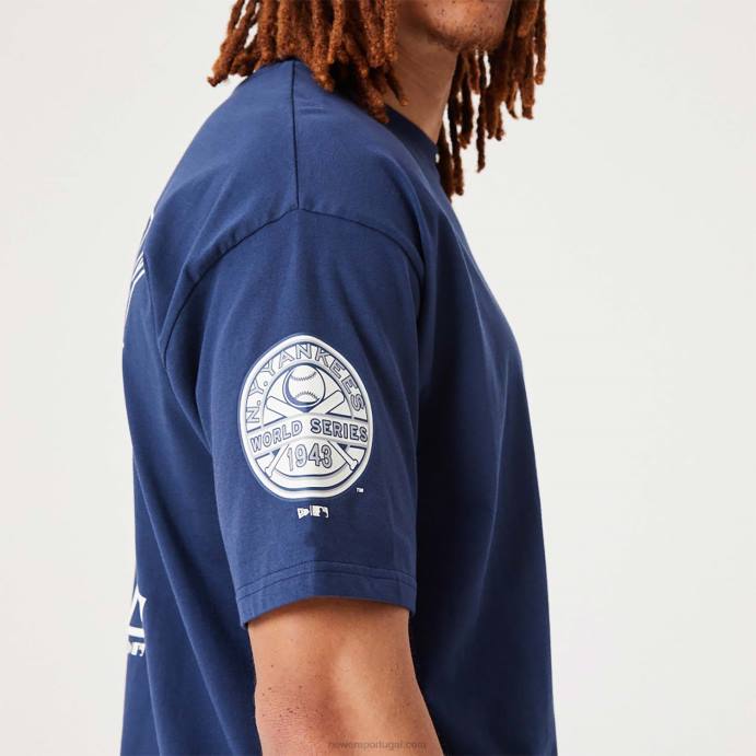 FFTN3042 New Era t-shirt oversized azul escuro new york yankees mlb Heritage