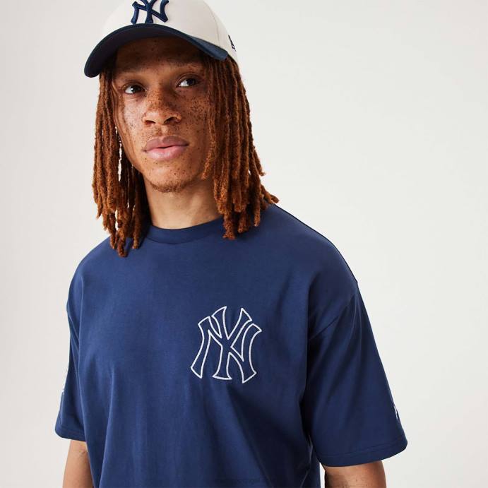 FFTN3042 New Era t-shirt oversized azul escuro new york yankees mlb Heritage