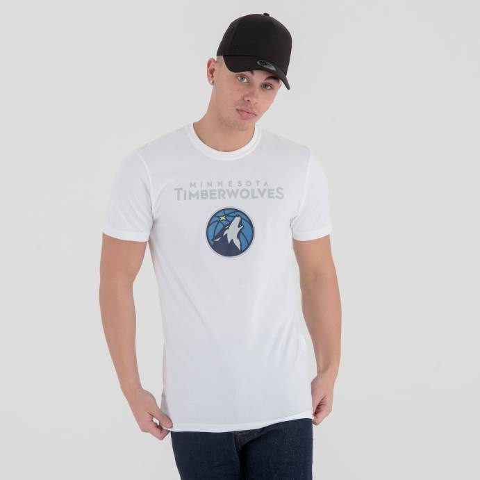 FFTN3052 New Era camiseta branca com logotipo do time da nba do minnesota Timberwolves