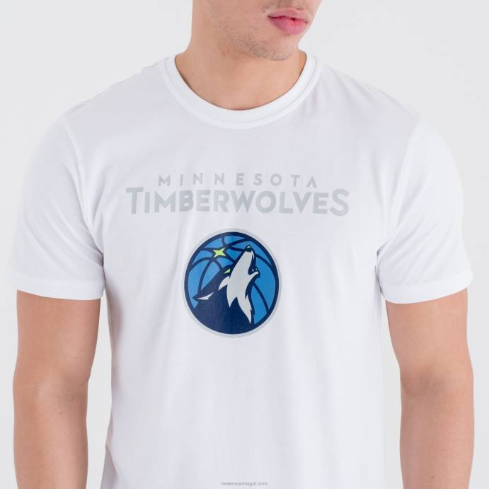 FFTN3052 New Era camiseta branca com logotipo do time da nba do minnesota Timberwolves