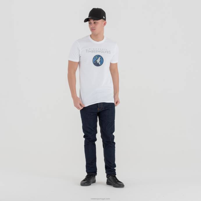 FFTN3052 New Era camiseta branca com logotipo do time da nba do minnesota Timberwolves