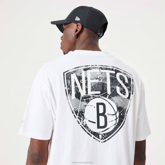 FFTN3053 New Era brooklyn nets nba infill team camiseta oversized branca