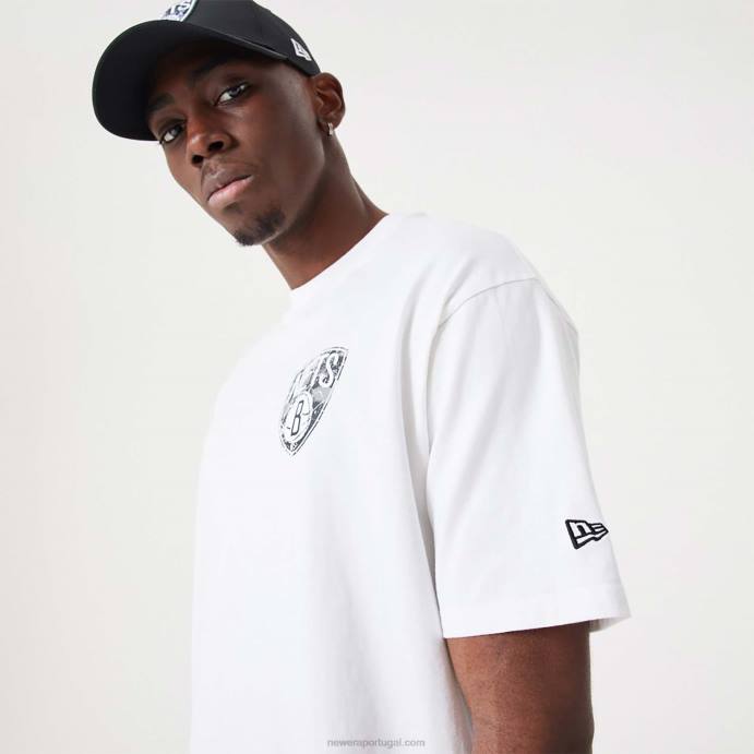 FFTN3053 New Era brooklyn nets nba infill team camiseta oversized branca
