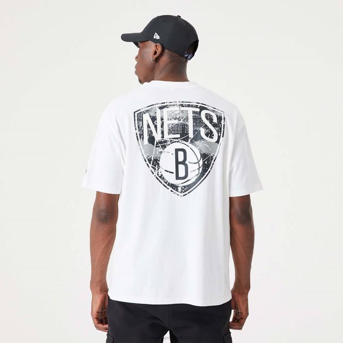 FFTN3053 New Era brooklyn nets nba infill team camiseta oversized branca
