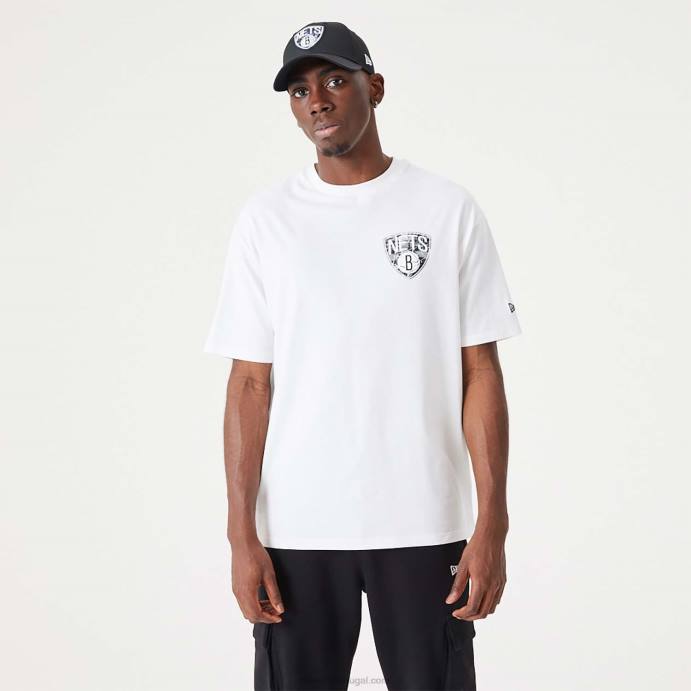 FFTN3053 New Era brooklyn nets nba infill team camiseta oversized branca