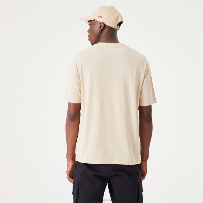 FFTN3054 New Era t-shirt oversized bege claro essencial new york yankees mlb league