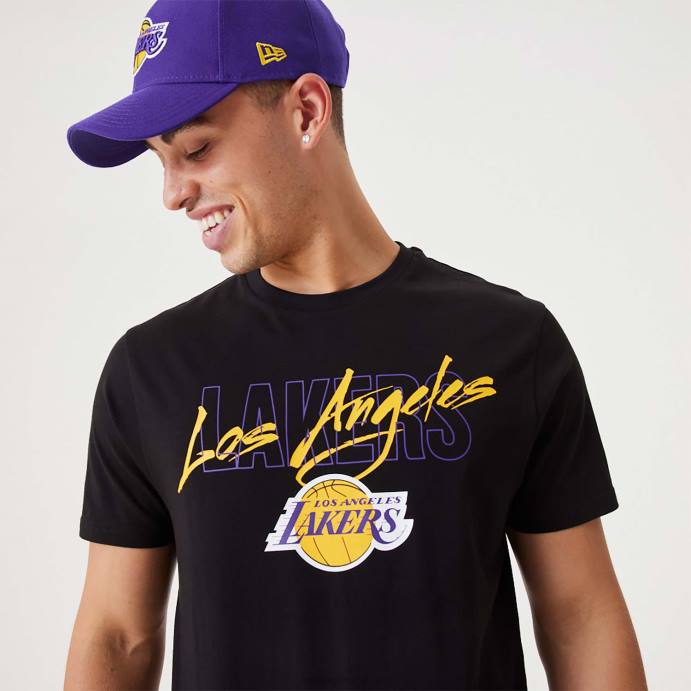 FFTN3055 New Era camiseta preta la lakers nba script