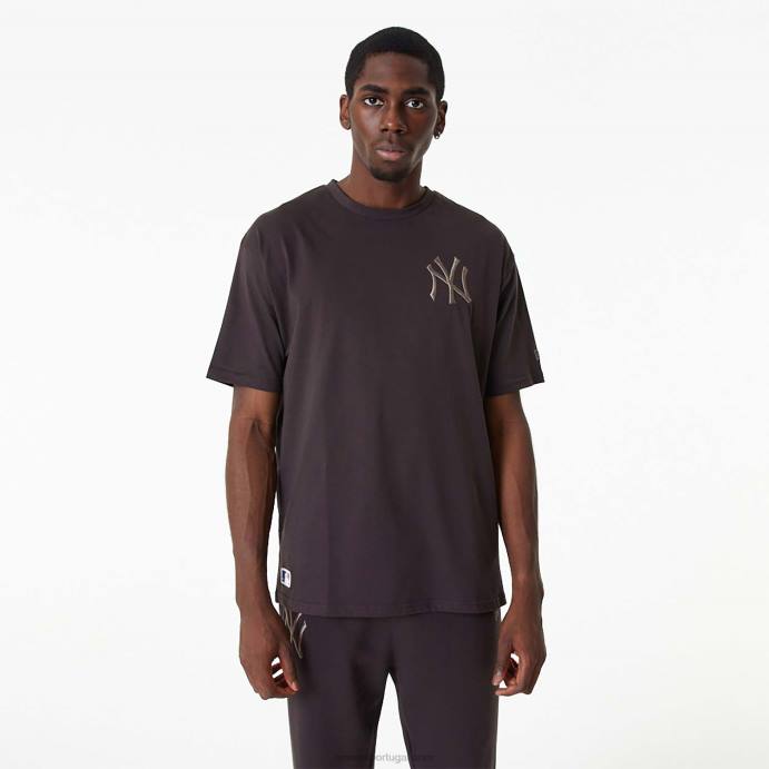 FFTN3056 New Era t-shirt new york yankees mlb com logo bordado cinza