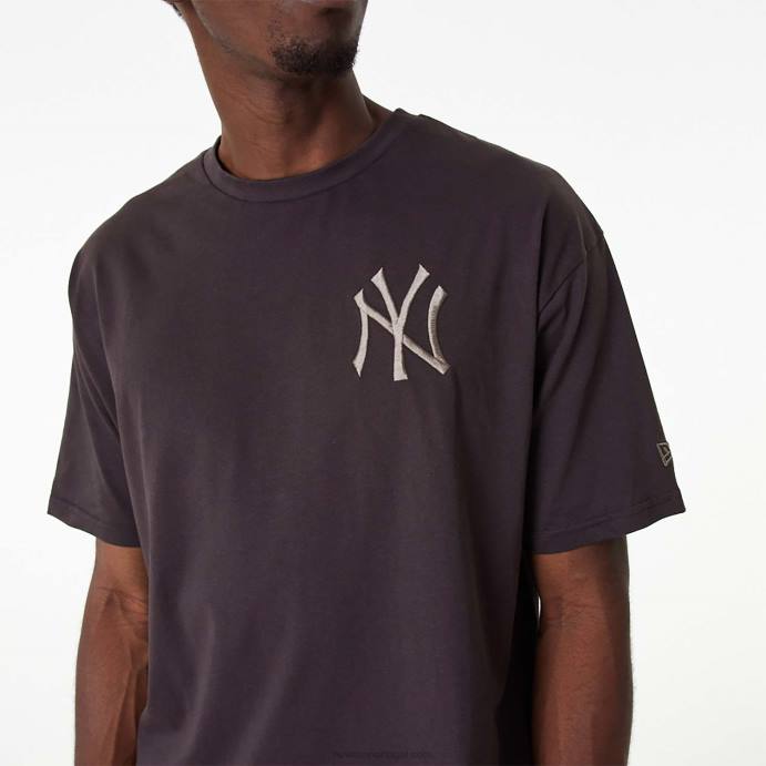 FFTN3056 New Era t-shirt new york yankees mlb com logo bordado cinza