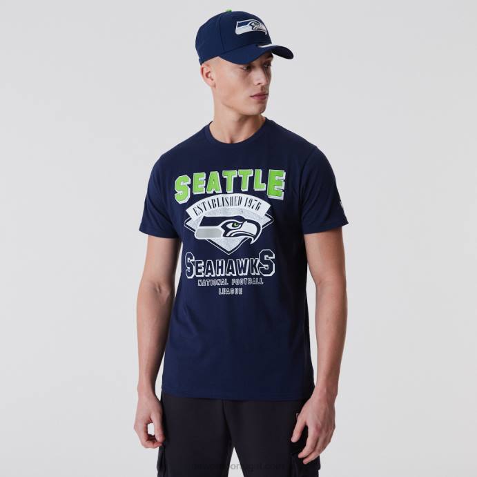 FFTN3057 New Era seattle seahawks nfl team t-shirt azul escuro