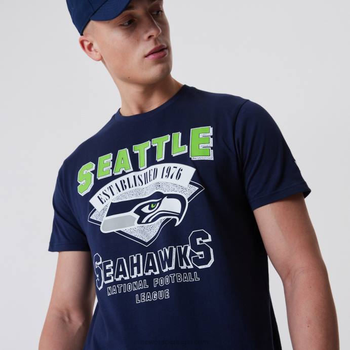 FFTN3057 New Era seattle seahawks nfl team t-shirt azul escuro