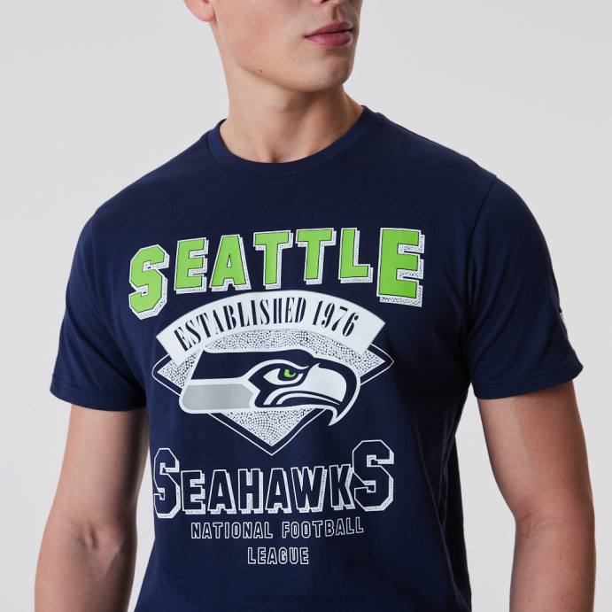FFTN3057 New Era seattle seahawks nfl team t-shirt azul escuro