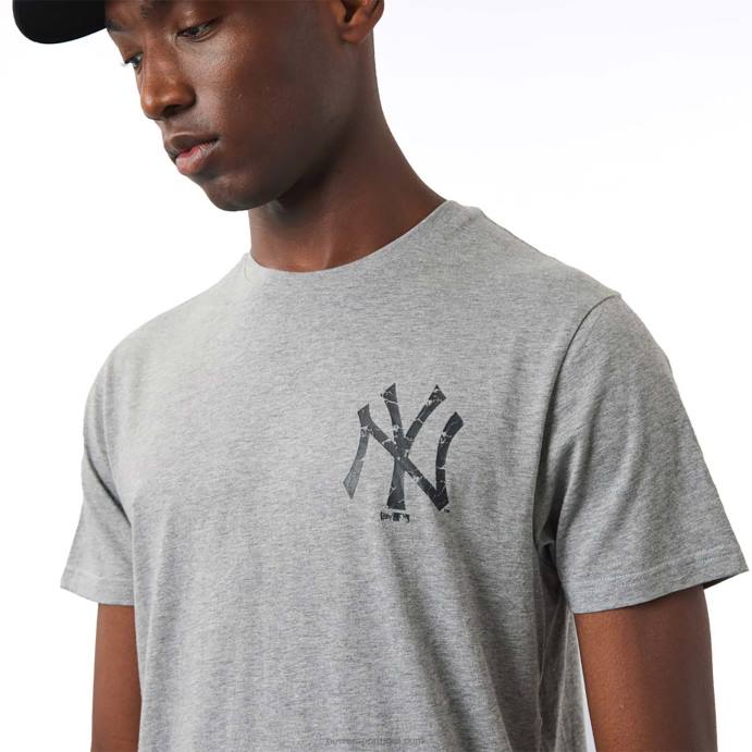 FFTN3060 New Era t-shirt cinza com preenchimento de logo do new york yankees