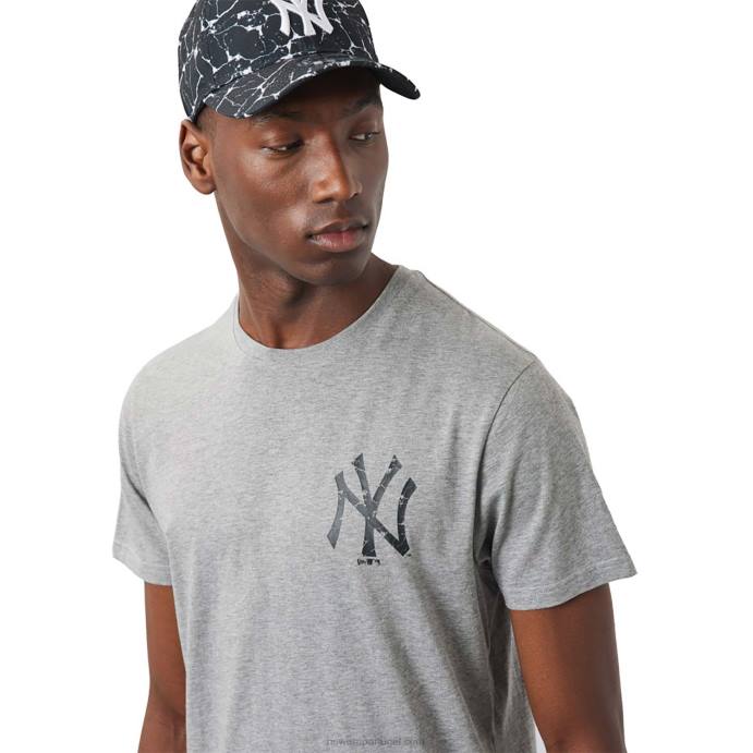 FFTN3060 New Era t-shirt cinza com preenchimento de logo do new york yankees