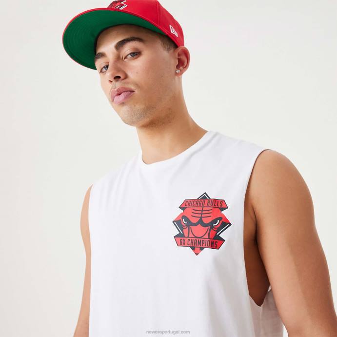 FFTN3067 New Era blusa branca do campeonato da nba dos touros de chicago