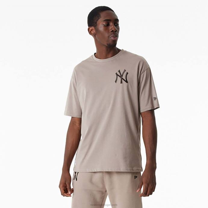 FFTN3070 New Era t-shirt new york yankees mlb com logo bordado em madeira queimada