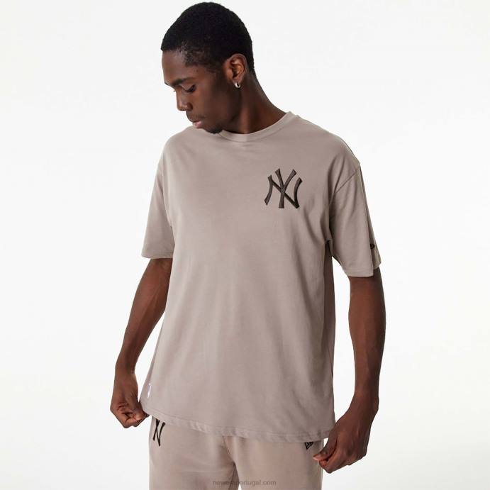 FFTN3070 New Era t-shirt new york yankees mlb com logo bordado em madeira queimada