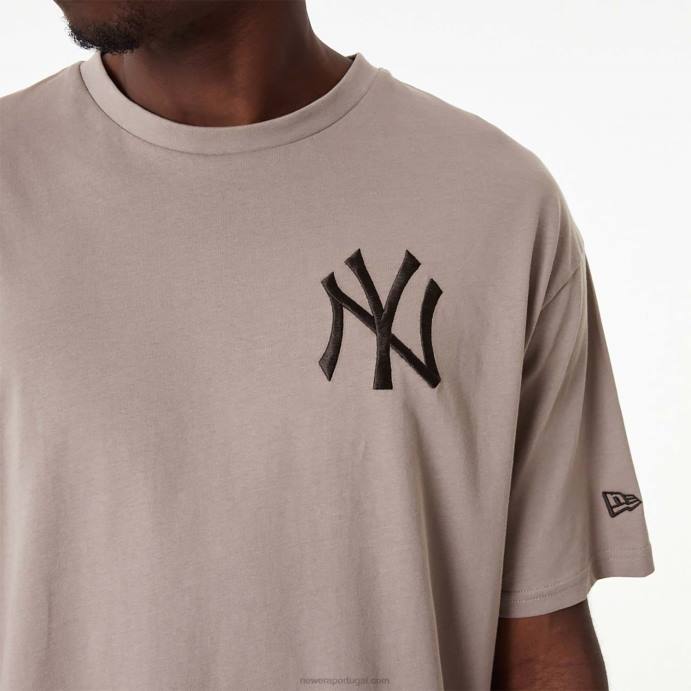 FFTN3070 New Era t-shirt new york yankees mlb com logo bordado em madeira queimada