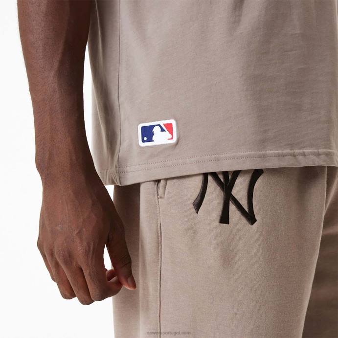 FFTN3070 New Era t-shirt new york yankees mlb com logo bordado em madeira queimada