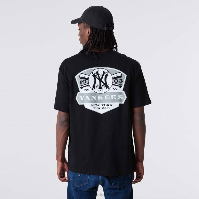 FFTN3071 New Era t-shirt oversized preta com estampa new york yankees