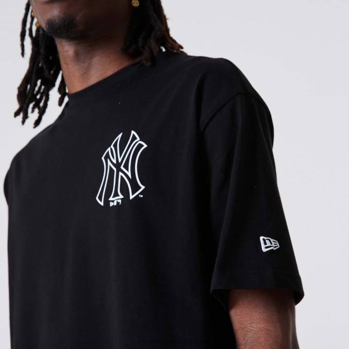 FFTN3071 New Era t-shirt oversized preta com estampa new york yankees