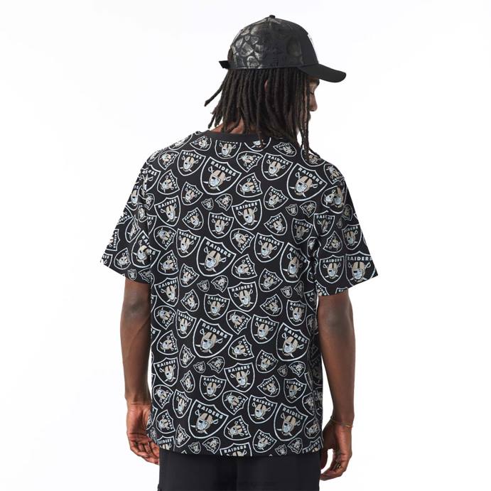 FFTN3073 New Era camiseta oversized preta com estampa de logo las vegas raiders