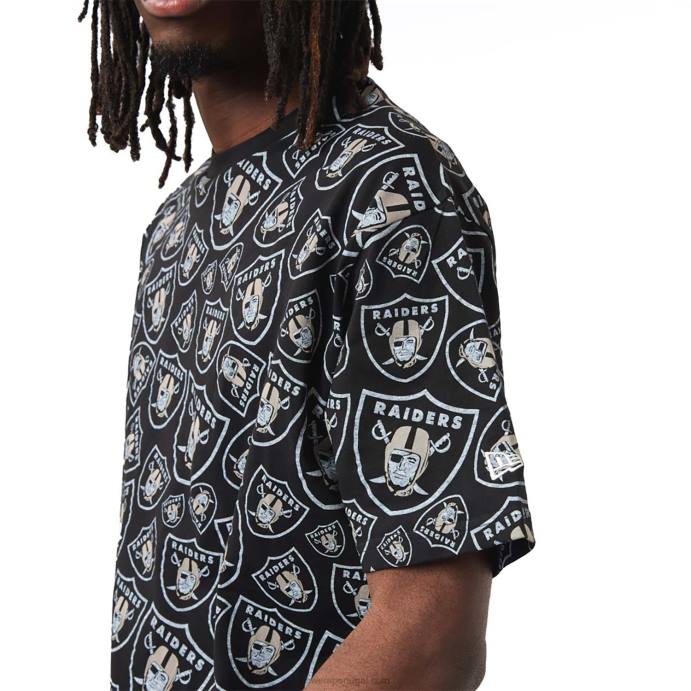 FFTN3073 New Era camiseta oversized preta com estampa de logo las vegas raiders