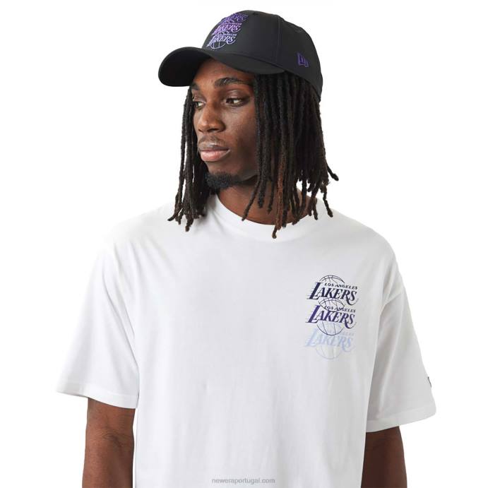 FFTN3075 New Era la lakers nba camiseta oversized branca empilhada