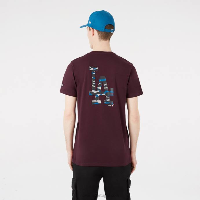 FFTN3076 New Era camiseta marrom com logo camo la dodgers