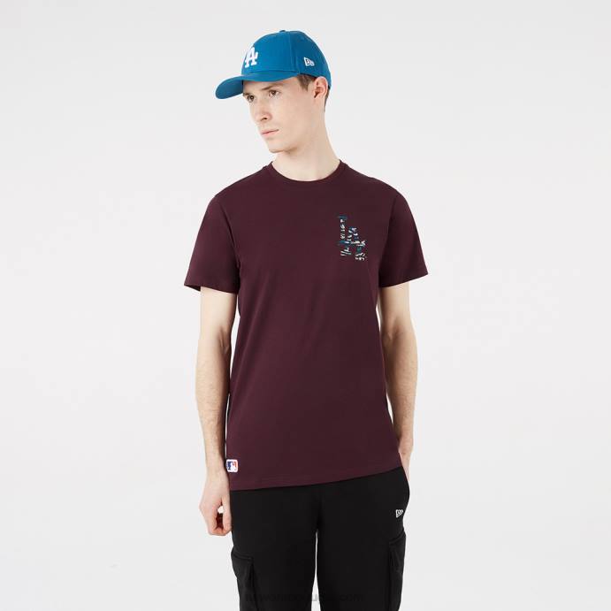 FFTN3076 New Era camiseta marrom com logo camo la dodgers