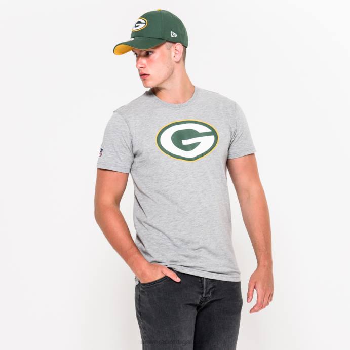 FFTN3079 New Era camiseta cinza com logo do time green bay packers