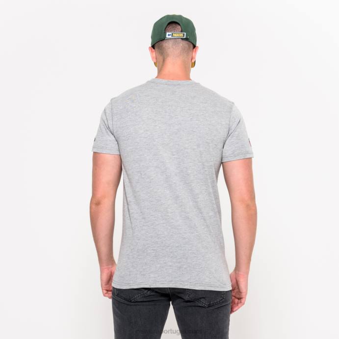 FFTN3079 New Era camiseta cinza com logo do time green bay packers