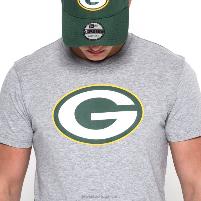 FFTN3079 New Era camiseta cinza com logo do time green bay packers