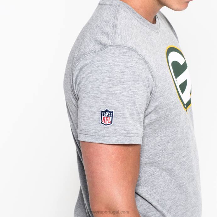 FFTN3079 New Era camiseta cinza com logo do time green bay packers