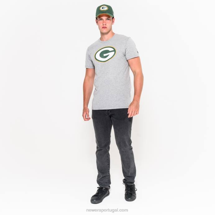 FFTN3079 New Era camiseta cinza com logo do time green bay packers