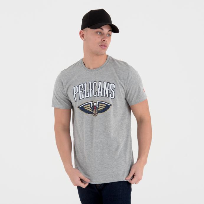 FFTN3080 New Era camiseta cinza com logo do time new orleans pelicans